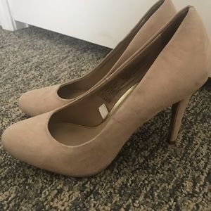 Nude suede heels